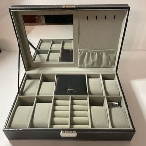Watch And Jewelry Storage Box Jewelry Box 8 Watches Rings Open Box Hooks Mirror